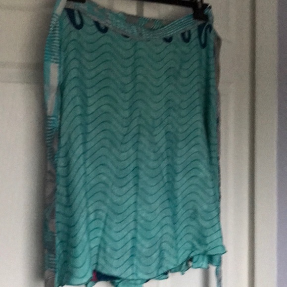 Sari wrap skirt, reversible, blues - Picture 6 of 9